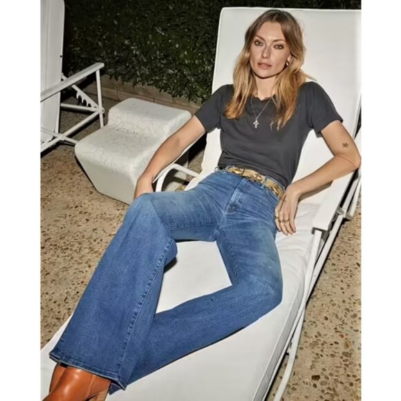 💕MOTHER💕 The Hustler Roller Heel Jeans High Fidelity 28 NWOT Wide Leg - Picture 1 of 17